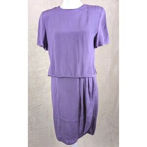 Miller Shor Women's 100% Silk Purple Short‎ Sleeve Dress Size 6 Knee Length